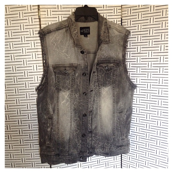 Xxx Rude Gray Crackle Wash Cutoff Denim 
